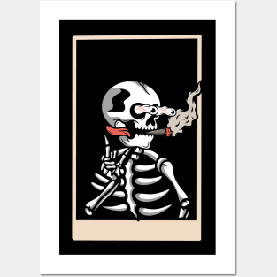 Smoking skull Posters and Art